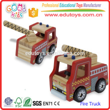 2016 Lovely Cartoon Fire Truck Toy pour enfant, Red Color Mini Wooden Fire Truck Toy pour enfants, Crafted Mini Fire Truck Toy